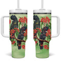 Australia Black Cockatoo and Eucalyptus Tumbler With Handle Green Spirit of Aussie Native Bird - Aussie Hoodie