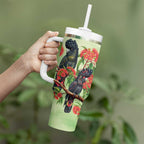 Australia Black Cockatoo and Eucalyptus Tumbler With Handle Green Spirit of Aussie Native Bird - Aussie Hoodie