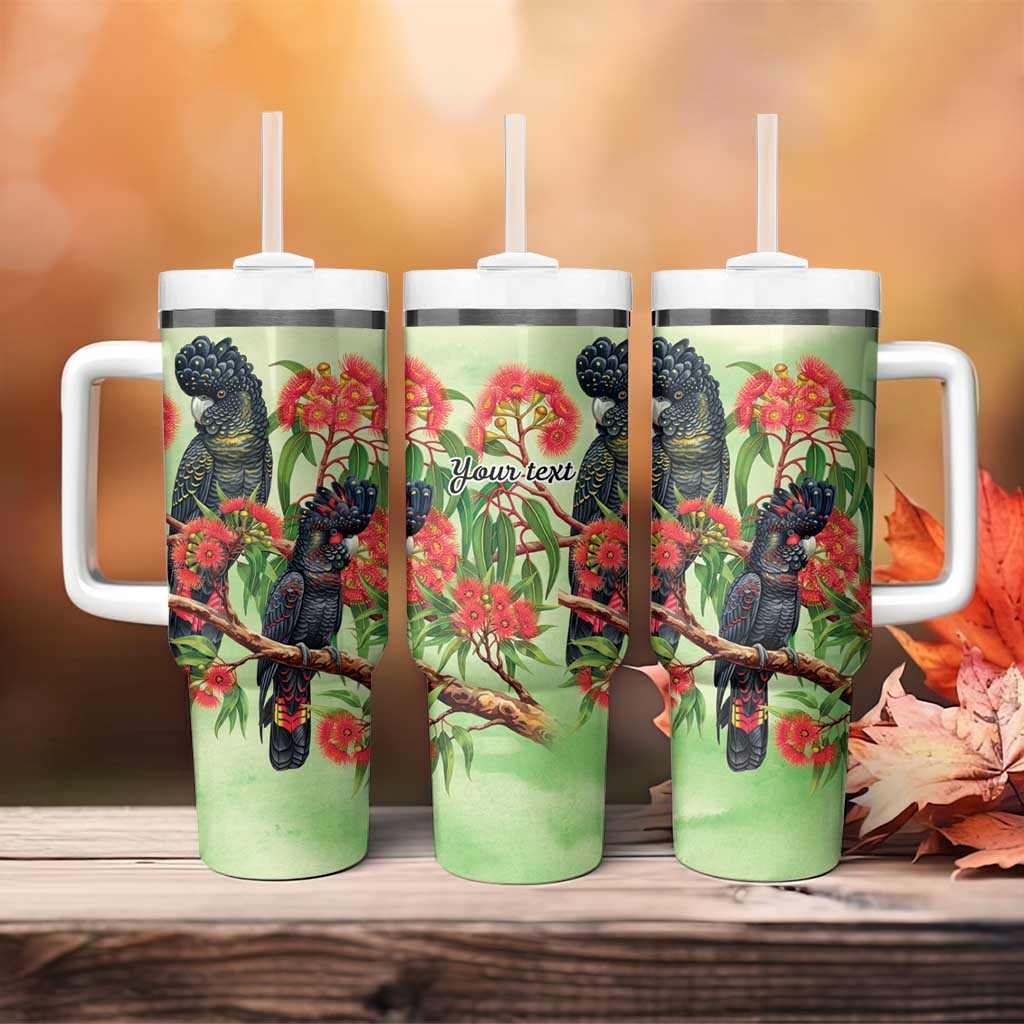 Australia Black Cockatoo and Eucalyptus Tumbler With Handle Green Spirit of Aussie Native Bird - Aussie Hoodie