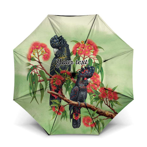 Australia Black Cockatoo and Eucalyptus Umbrella Green Spirit of Aussie Native Bird - Aussie Hoodie
