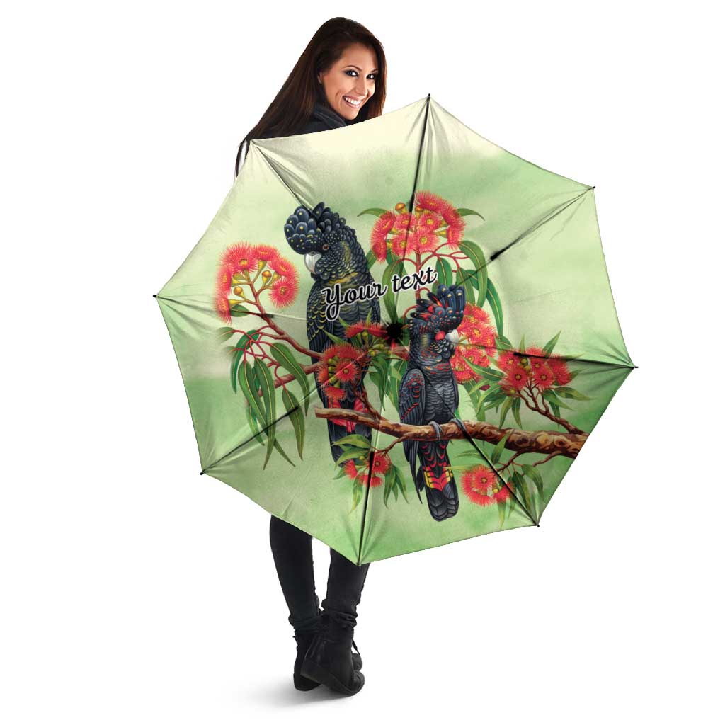 Australia Black Cockatoo and Eucalyptus Umbrella Green Spirit of Aussie Native Bird - Aussie Hoodie