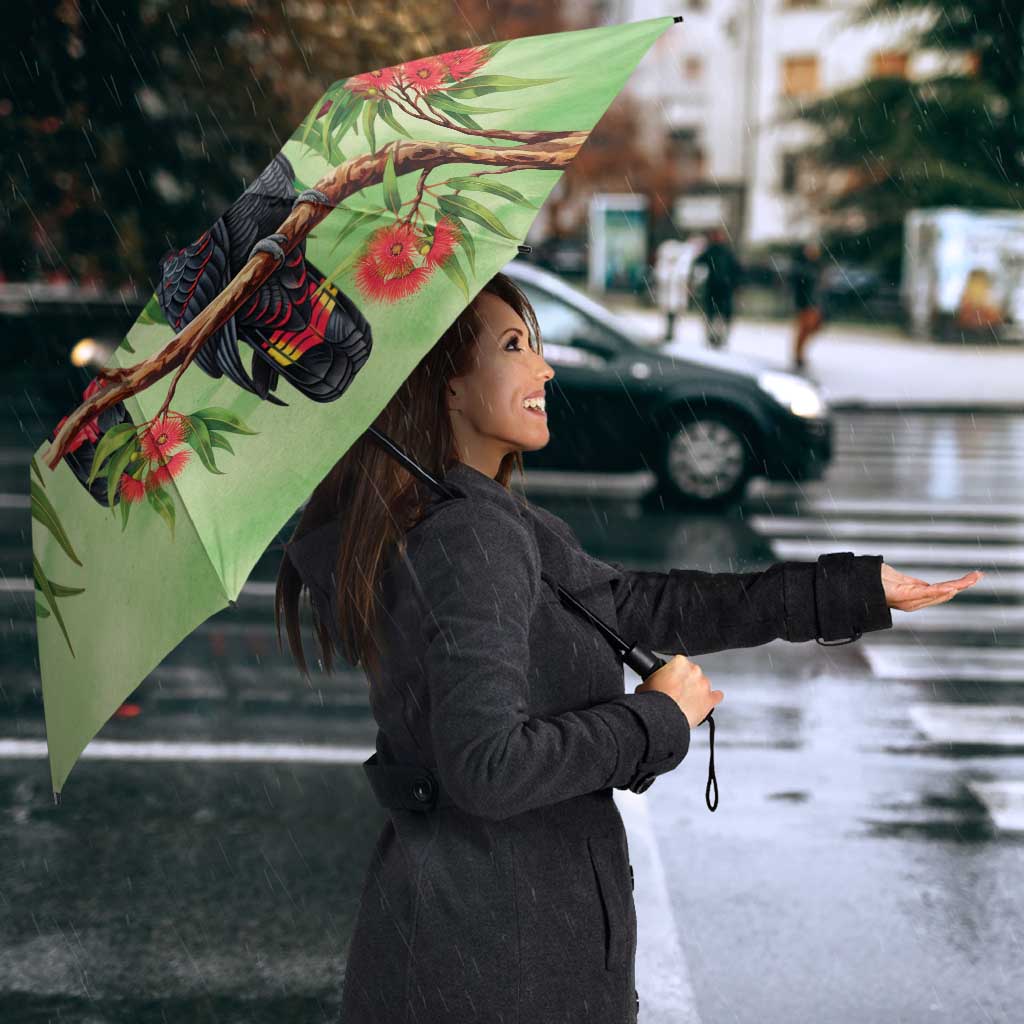 Australia Black Cockatoo and Eucalyptus Umbrella Green Spirit of Aussie Native Bird - Aussie Hoodie