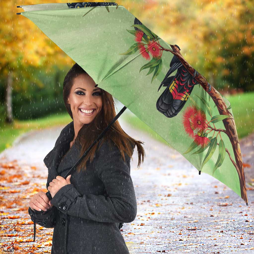 Australia Black Cockatoo and Eucalyptus Umbrella Green Spirit of Aussie Native Bird - Aussie Hoodie