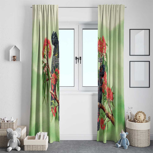 Australia Black Cockatoo and Eucalyptus Window Curtain Green Spirit of Aussie Native Bird - Aussie Hoodie