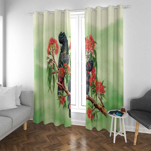 Australia Black Cockatoo and Eucalyptus Window Curtain Green Spirit of Aussie Native Bird - Aussie Hoodie