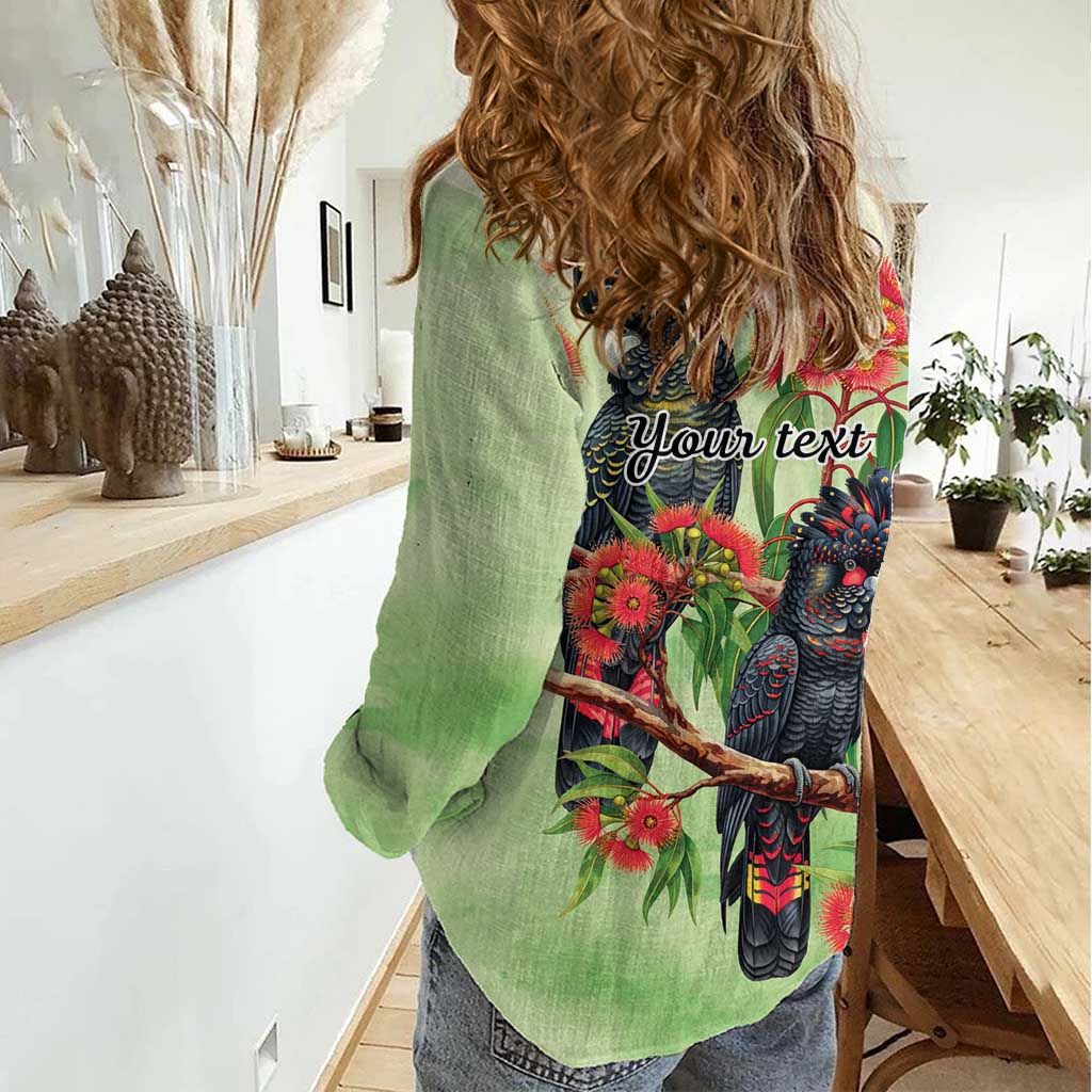 Australia Black Cockatoo and Eucalyptus Women Casual Shirt Green Spirit of Aussie Native Bird - Aussie Hoodie