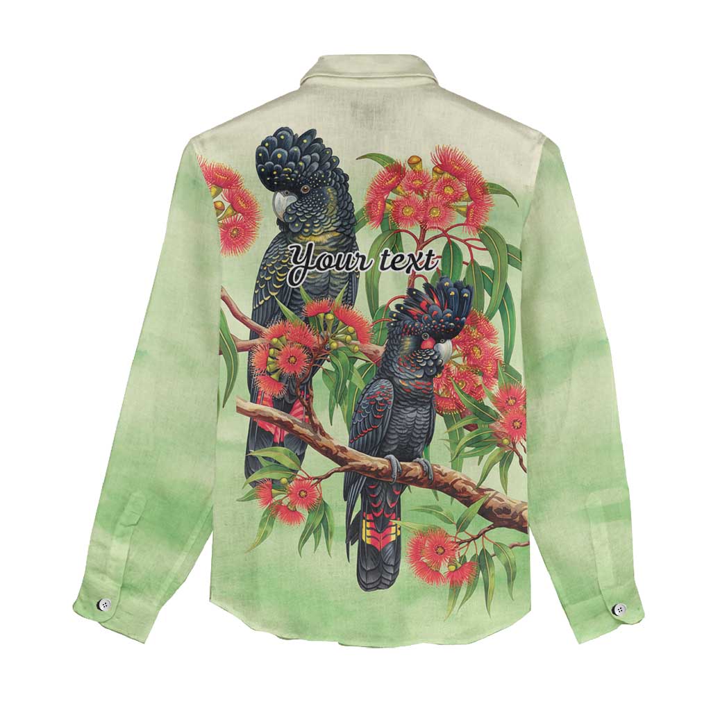 Australia Black Cockatoo and Eucalyptus Women Casual Shirt Green Spirit of Aussie Native Bird - Aussie Hoodie