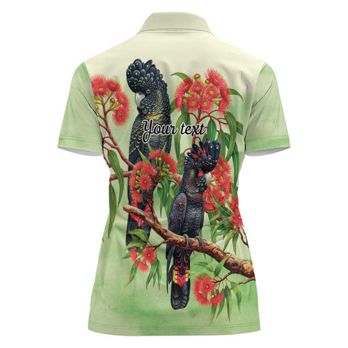 Australia Black Cockatoo and Eucalyptus Women Polo Shirt Green Spirit of Aussie Native Bird - Aussie Hoodie