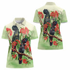 Australia Black Cockatoo and Eucalyptus Women Polo Shirt Green Spirit of Aussie Native Bird - Aussie Hoodie