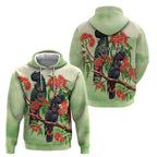 Australia Black Cockatoo and Eucalyptus Zip Hoodie Green Spirit of Aussie Native Bird - Aussie Hoodie