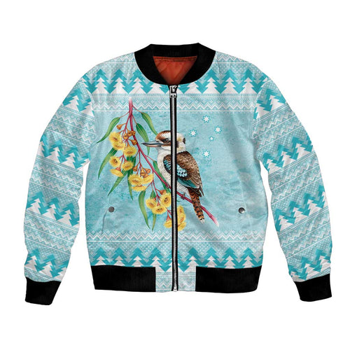 Australia Kookaburra and Eucalyptus Bomber Jacket Christmas Vibe - Aussie Hoodie