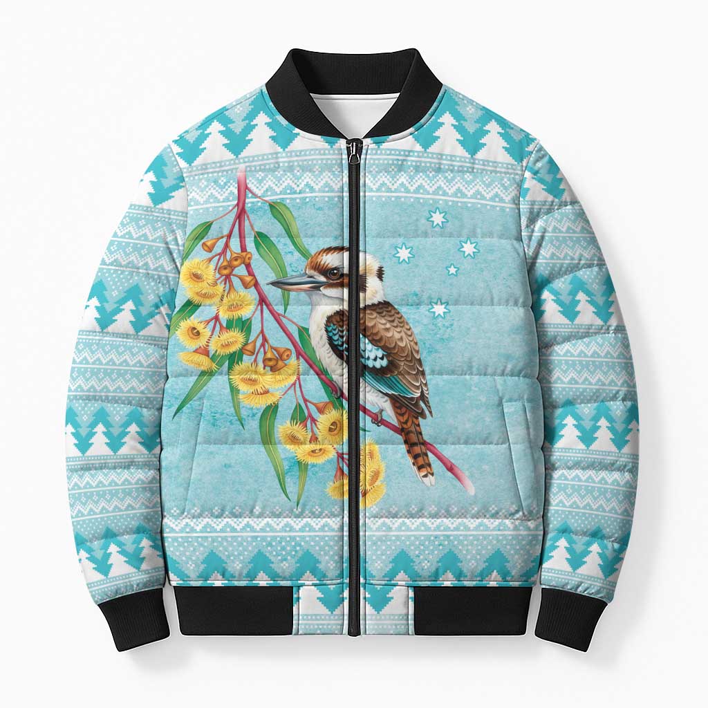 Australia Kookaburra and Eucalyptus Bomber Puffer Jacket Christmas Vibe - Aussie Hoodie