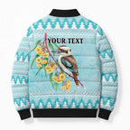 Australia Kookaburra and Eucalyptus Bomber Puffer Jacket Christmas Vibe - Aussie Hoodie