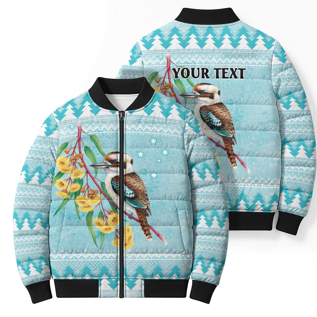 Australia Kookaburra and Eucalyptus Bomber Puffer Jacket Christmas Vibe - Aussie Hoodie