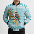 Australia Kookaburra and Eucalyptus Bomber Puffer Jacket Christmas Vibe - Aussie Hoodie