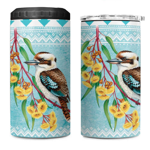 Australia Kookaburra and Eucalyptus 4 in 1 Can Cooler Tumbler Christmas Vibe - Aussie Hoodie