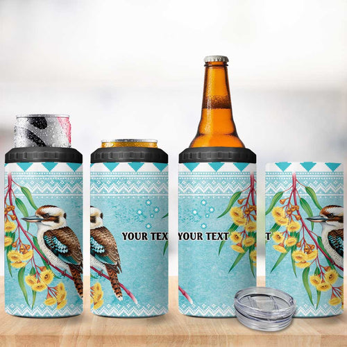 Australia Kookaburra and Eucalyptus 4 in 1 Can Cooler Tumbler Christmas Vibe - Aussie Hoodie