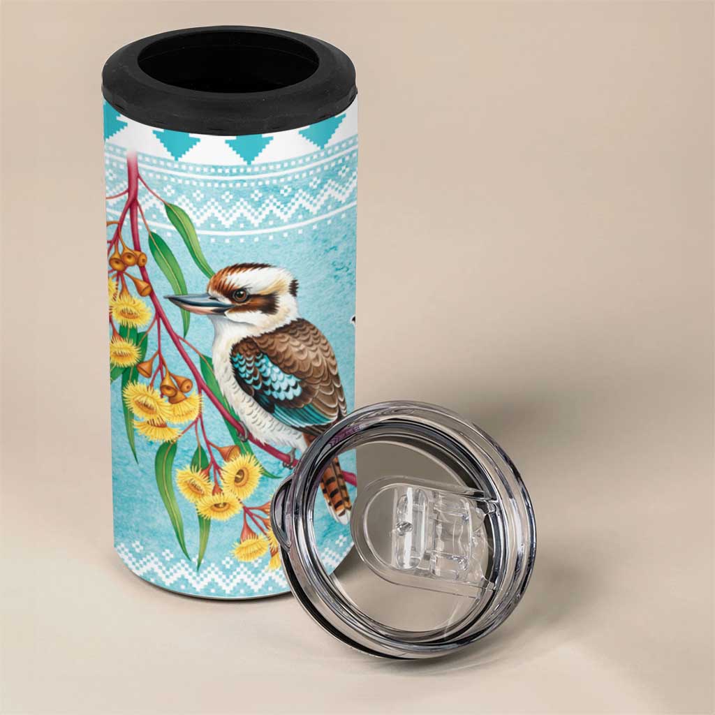 Australia Kookaburra and Eucalyptus 4 in 1 Can Cooler Tumbler Christmas Vibe - Aussie Hoodie