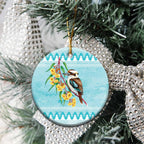 Australia Kookaburra and Eucalyptus Ceramic Ornament Christmas Vibe - Aussie Hoodie