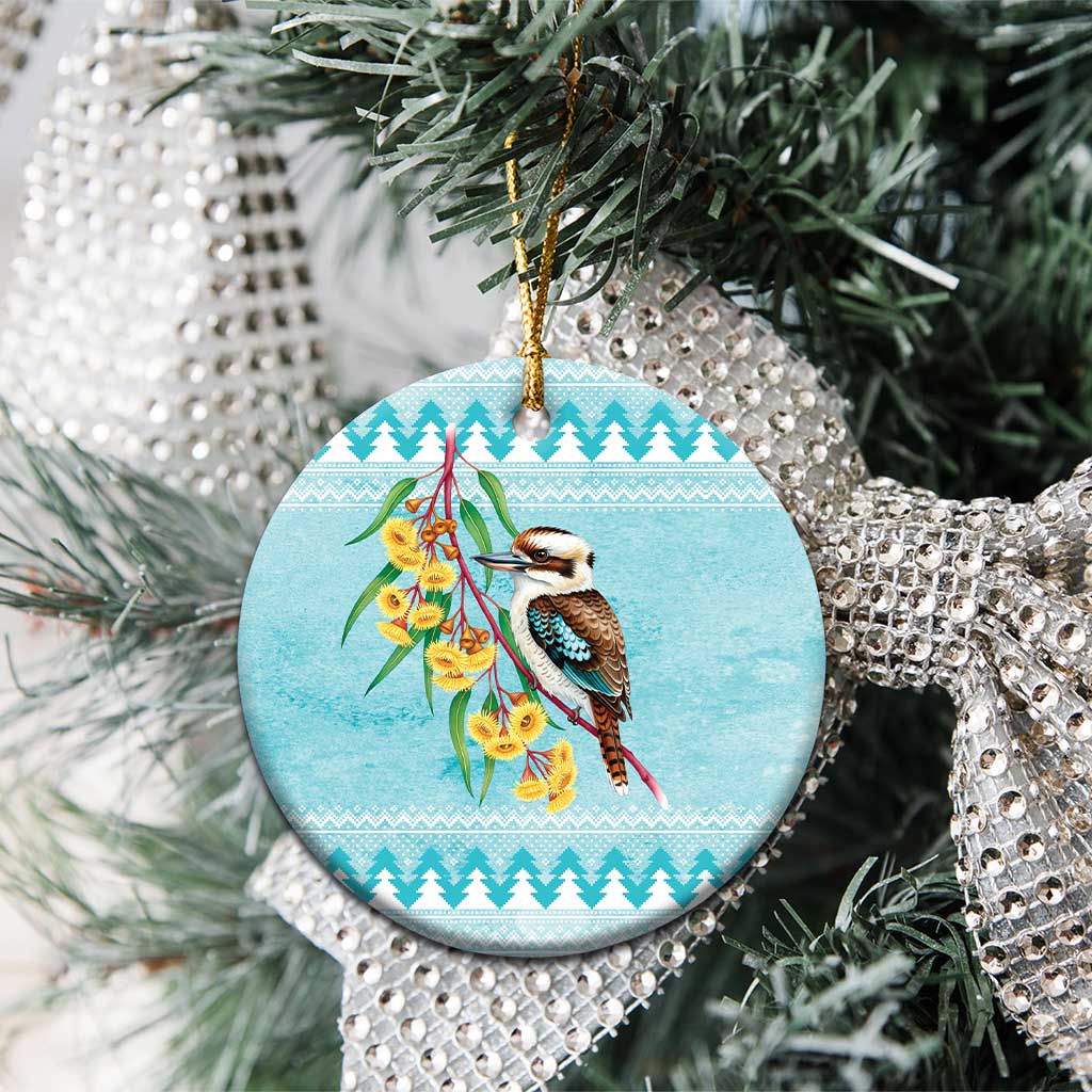 Australia Kookaburra and Eucalyptus Ceramic Ornament Christmas Vibe - Aussie Hoodie