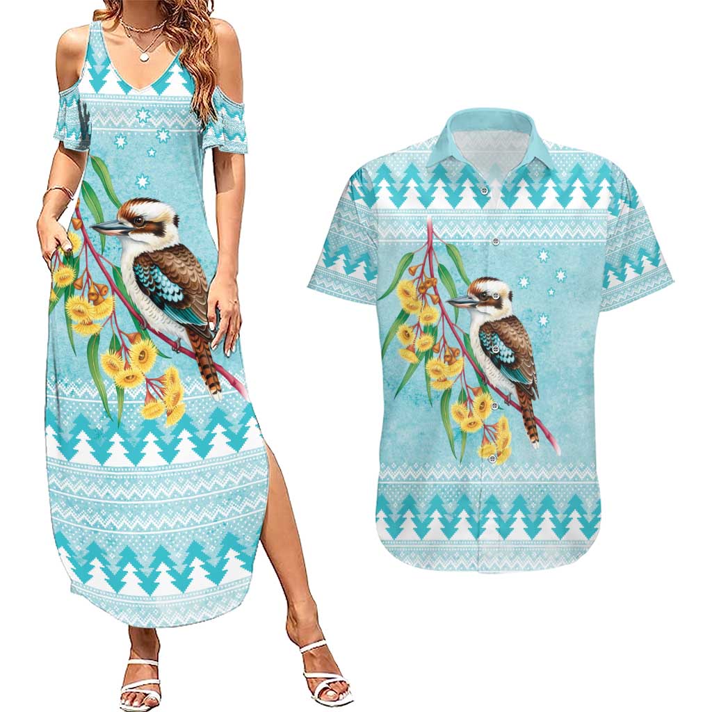 Australia Kookaburra and Eucalyptus Couples Matching Summer Maxi Dress and Hawaiian Shirt Christmas Vibe - Aussie Hoodie