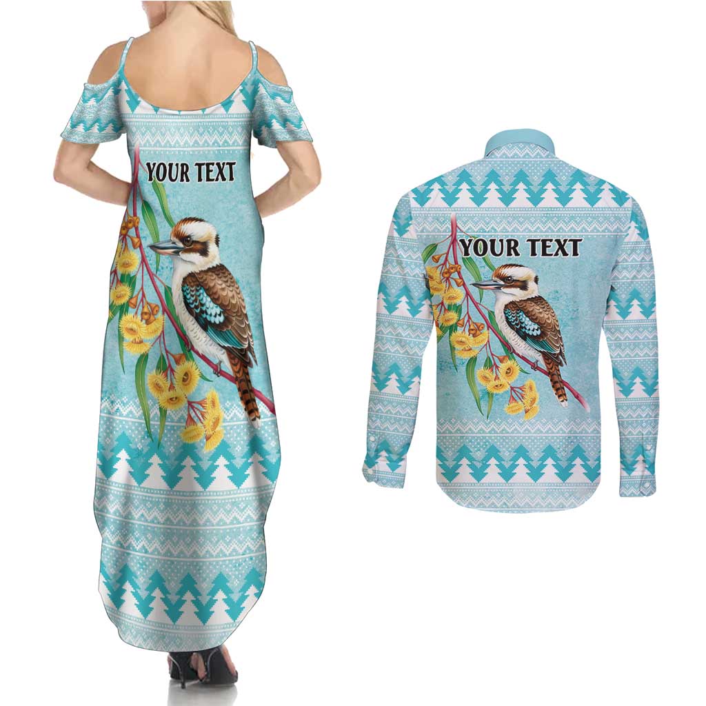 Australia Kookaburra and Eucalyptus Couples Matching Summer Maxi Dress and Long Sleeve Button Shirt Christmas Vibe - Aussie Hoodie