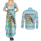 Australia Kookaburra and Eucalyptus Couples Matching Summer Maxi Dress and Long Sleeve Button Shirt Christmas Vibe - Aussie Hoodie