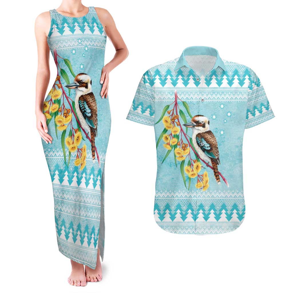 Australia Kookaburra and Eucalyptus Couples Matching Tank Maxi Dress and Hawaiian Shirt Christmas Vibe - Aussie Hoodie