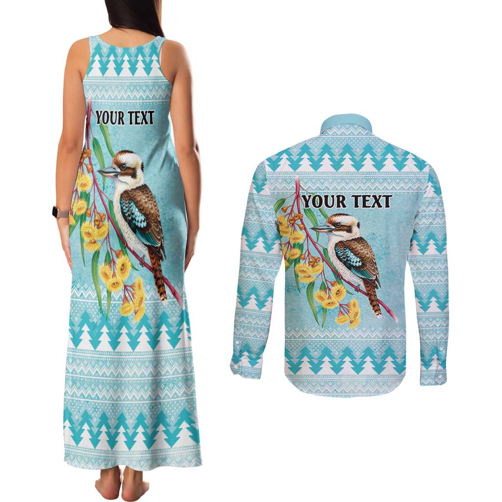 Australia Kookaburra and Eucalyptus Couples Matching Tank Maxi Dress and Long Sleeve Button Shirt Christmas Vibe - Aussie Hoodie