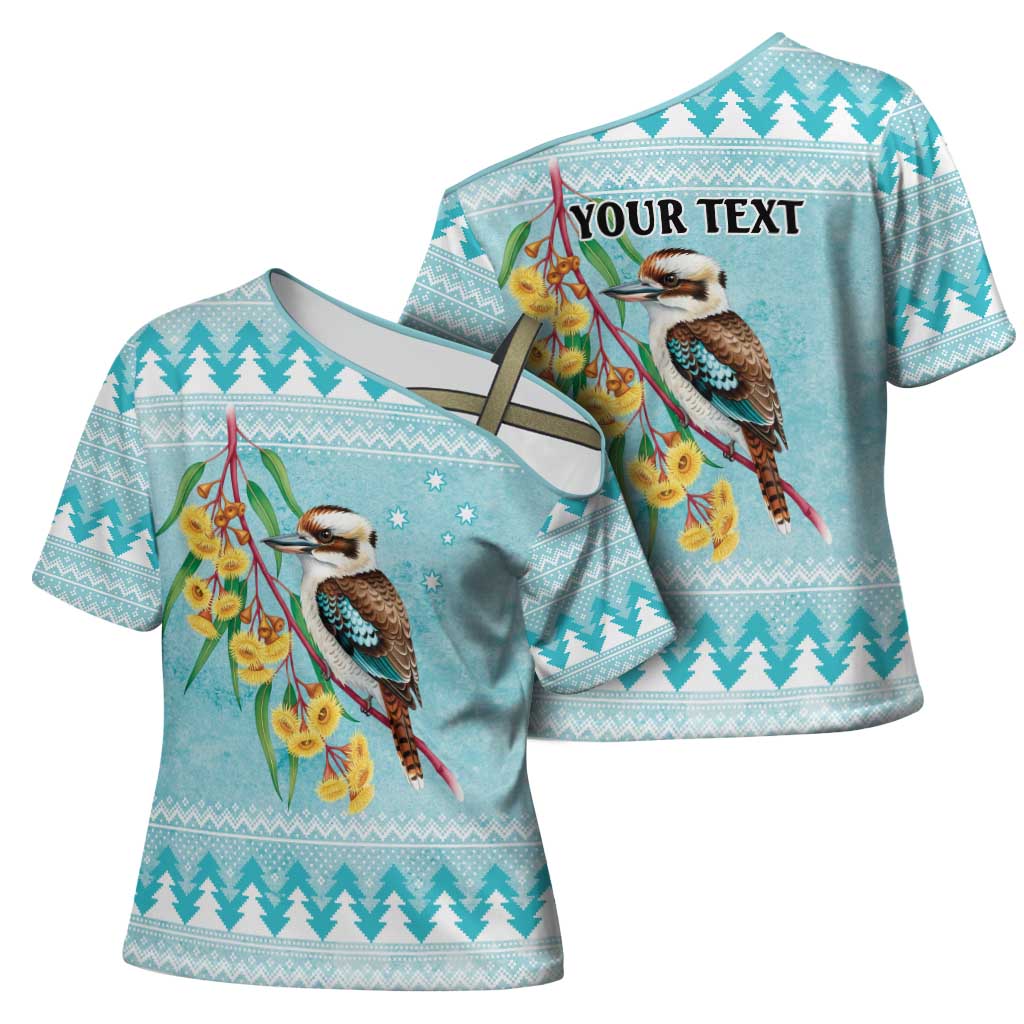 Australia Kookaburra and Eucalyptus Cross Shoulder Shirt Christmas Vibe - Aussie Hoodie