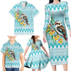 Australia Kookaburra and Eucalyptus Family Matching Long Sleeve Bodycon Dress and Hawaiian Shirt Christmas Vibe - Aussie Hoodie