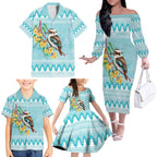 Australia Kookaburra and Eucalyptus Family Matching Off The Shoulder Long Sleeve Dress and Hawaiian Shirt Christmas Vibe - Aussie Hoodie