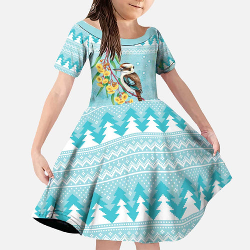 Australia Kookaburra and Eucalyptus Family Matching Off The Shoulder Long Sleeve Dress and Hawaiian Shirt Christmas Vibe - Aussie Hoodie