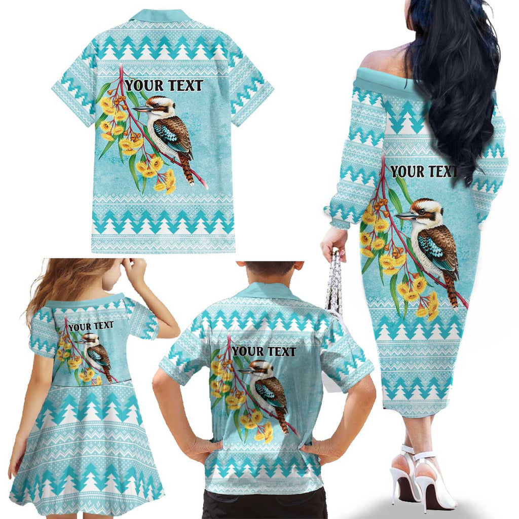 Australia Kookaburra and Eucalyptus Family Matching Off The Shoulder Long Sleeve Dress and Hawaiian Shirt Christmas Vibe - Aussie Hoodie