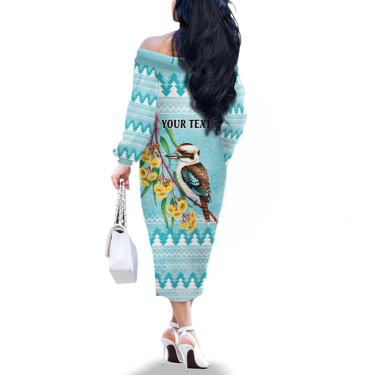 Australia Kookaburra and Eucalyptus Family Matching Off The Shoulder Long Sleeve Dress and Hawaiian Shirt Christmas Vibe - Aussie Hoodie