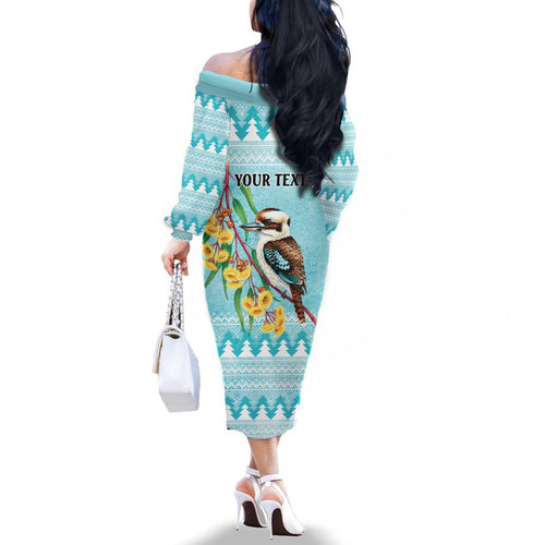 Australia Kookaburra and Eucalyptus Family Matching Off The Shoulder Long Sleeve Dress and Hawaiian Shirt Christmas Vibe - Aussie Hoodie