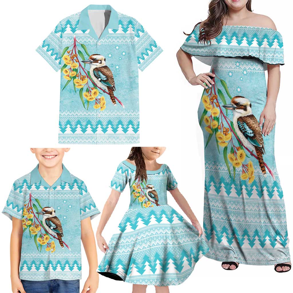 Australia Kookaburra and Eucalyptus Family Matching Off Shoulder Maxi Dress and Hawaiian Shirt Christmas Vibe - Aussie Hoodie