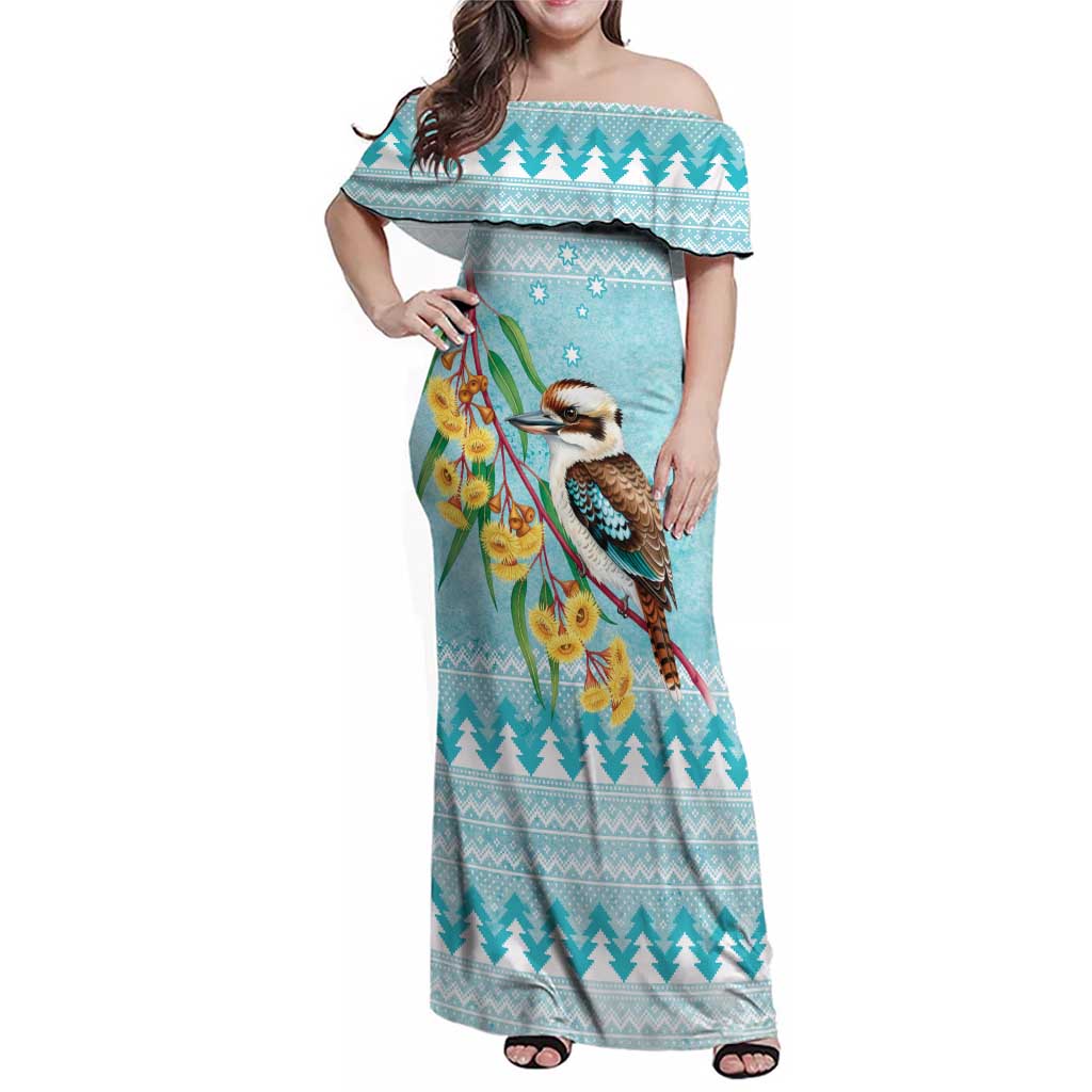 Australia Kookaburra and Eucalyptus Family Matching Off Shoulder Maxi Dress and Hawaiian Shirt Christmas Vibe - Aussie Hoodie
