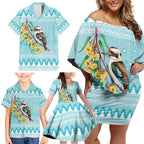 Australia Kookaburra and Eucalyptus Family Matching Off Shoulder Short Dress and Hawaiian Shirt Christmas Vibe - Aussie Hoodie