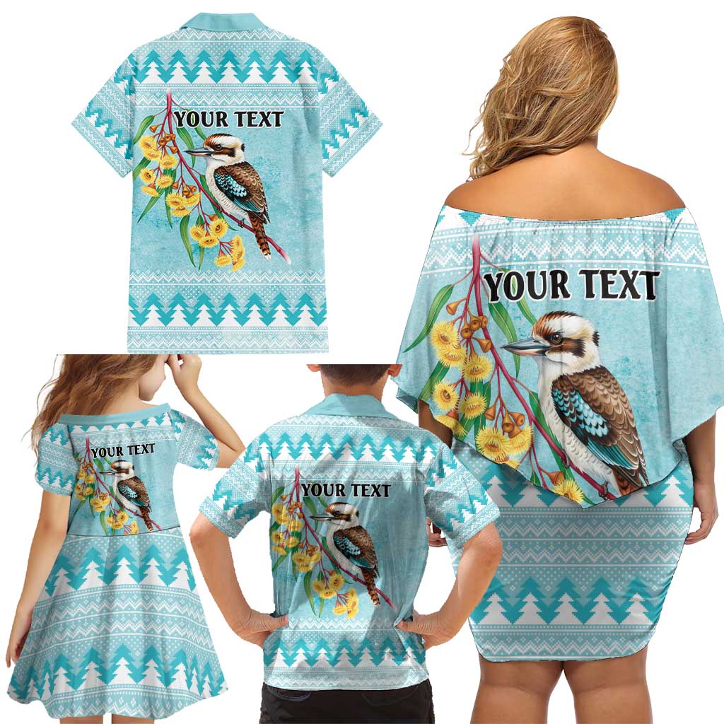Australia Kookaburra and Eucalyptus Family Matching Off Shoulder Short Dress and Hawaiian Shirt Christmas Vibe - Aussie Hoodie
