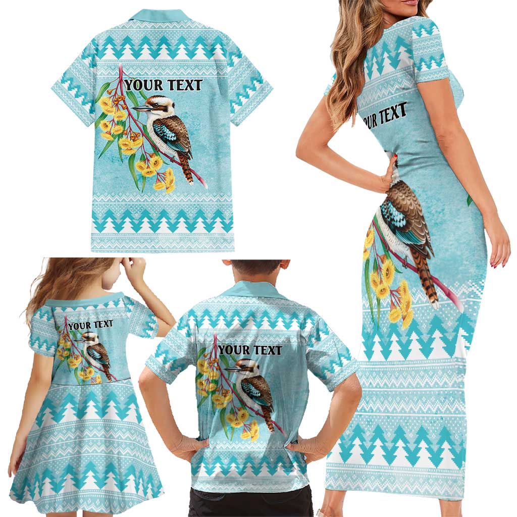Australia Kookaburra and Eucalyptus Family Matching Short Sleeve Bodycon Dress and Hawaiian Shirt Christmas Vibe - Aussie Hoodie
