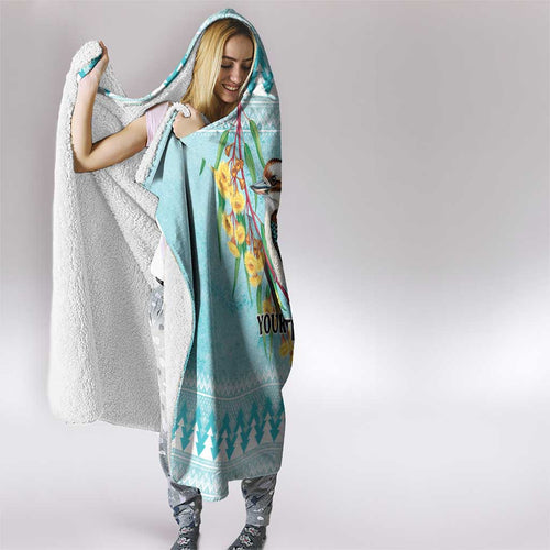 Australia Kookaburra and Eucalyptus Hooded Blanket Christmas Vibe - Aussie Hoodie