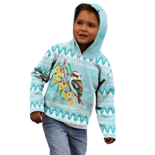 Australia Kookaburra and Eucalyptus Kid Hoodie Christmas Vibe - Aussie Hoodie