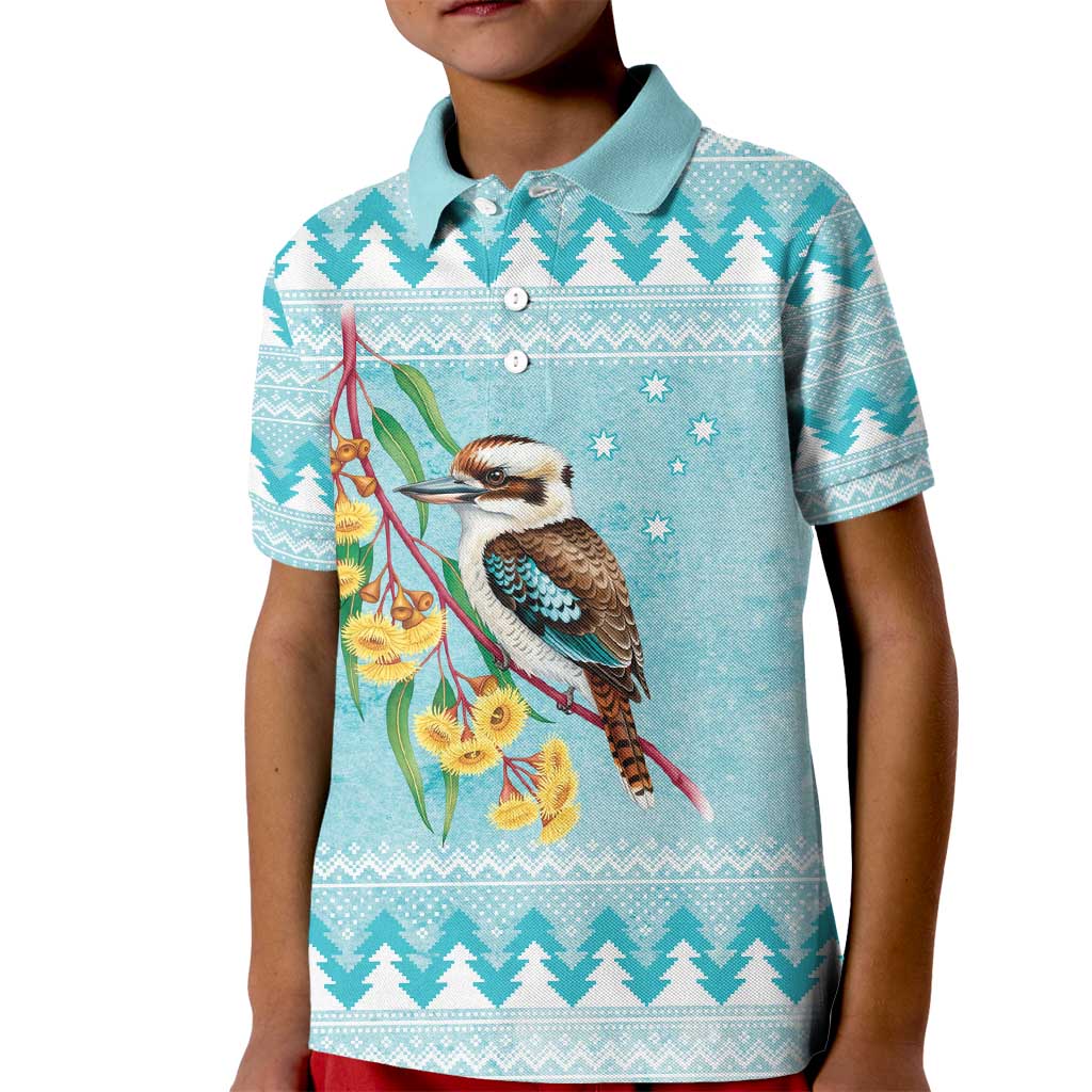Australia Kookaburra and Eucalyptus Kid Polo Shirt Christmas Vibe - Aussie Hoodie