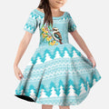 Australia Kookaburra and Eucalyptus Kid Short Sleeve Dress Christmas Vibe - Aussie Hoodie