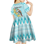 Australia Kookaburra and Eucalyptus Kid Short Sleeve Dress Christmas Vibe - Aussie Hoodie