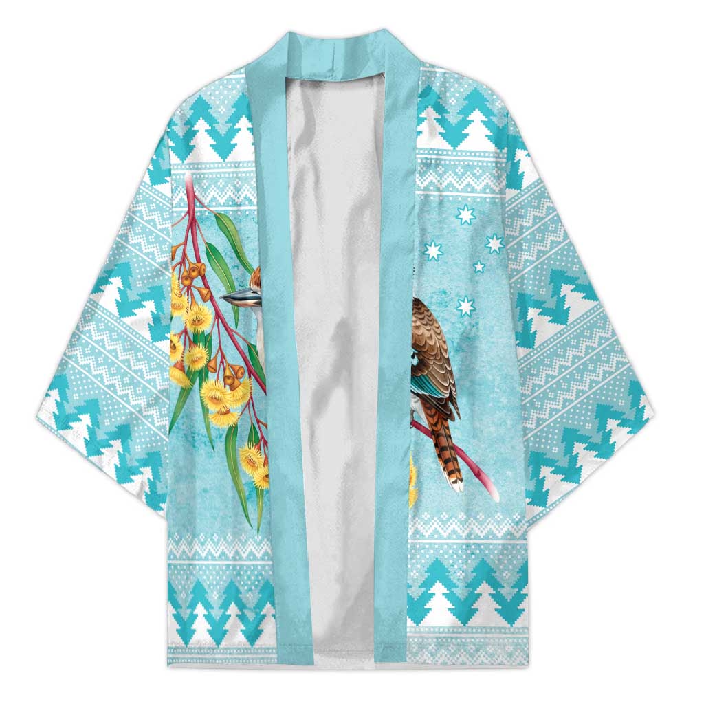 Australia Kookaburra and Eucalyptus Kimono Christmas Vibe - Aussie Hoodie