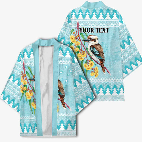 Australia Kookaburra and Eucalyptus Kimono Christmas Vibe - Aussie Hoodie