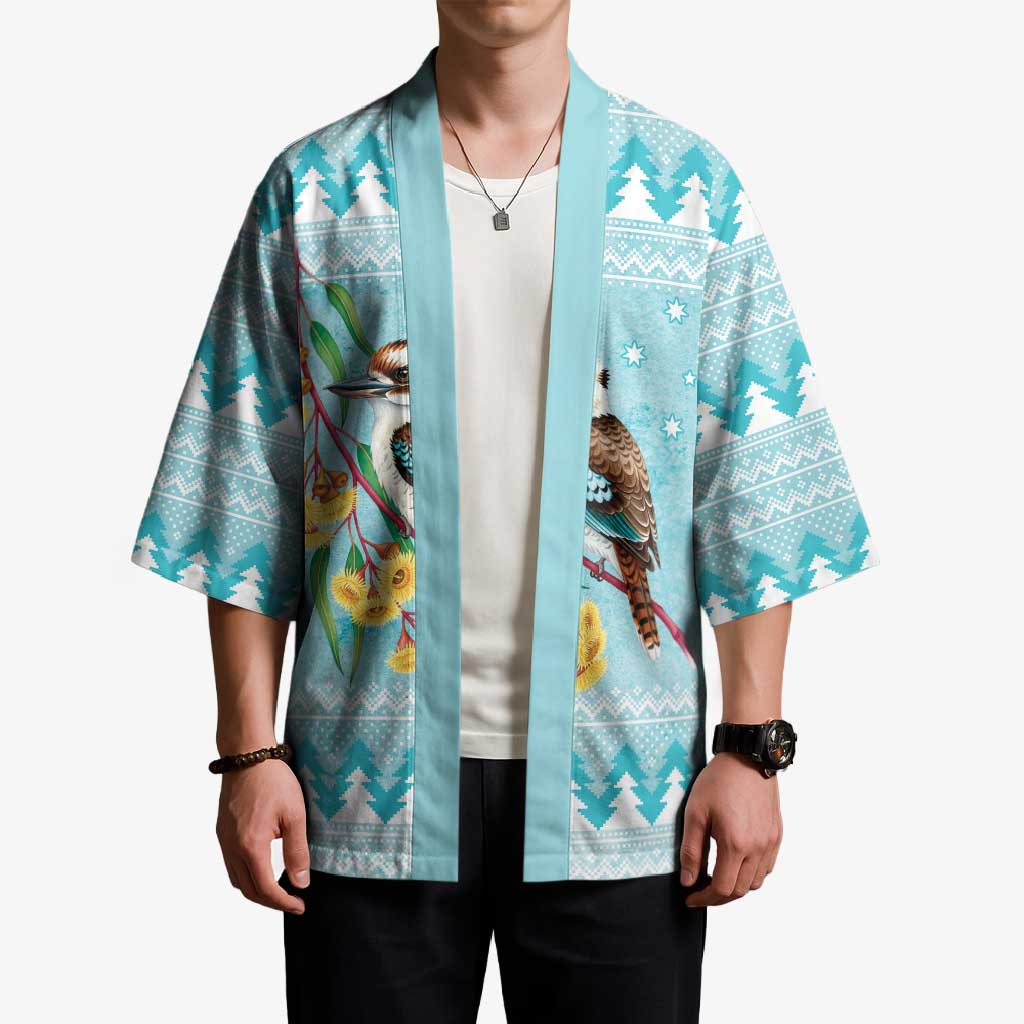 Australia Kookaburra and Eucalyptus Kimono Christmas Vibe - Aussie Hoodie