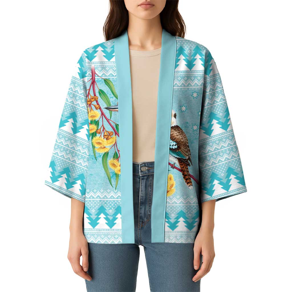 Australia Kookaburra and Eucalyptus Kimono Christmas Vibe - Aussie Hoodie